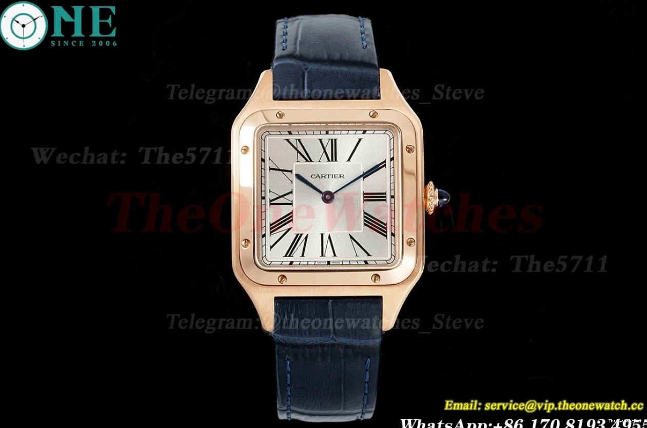 Dial Santos Quartz AF Blue LE Silver RG Dumont 0301